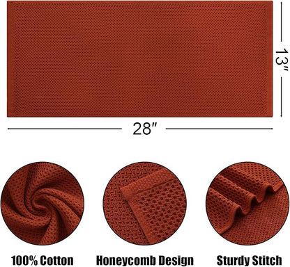 Kitinjoy 100% Cotton Waffle Weave Kitchen Hand Towels, 6-Pack Super Soft and Absorbent Dish Towel for Drying Dishes (13 X 28 Inches, Rust)