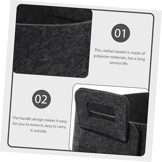 Sosoport Foldable Polyester Laundry Basket Hamper Sturdy Storage Bin for Clothes and Space Saving Dark Gray Organizer for Home and Nursery Use
