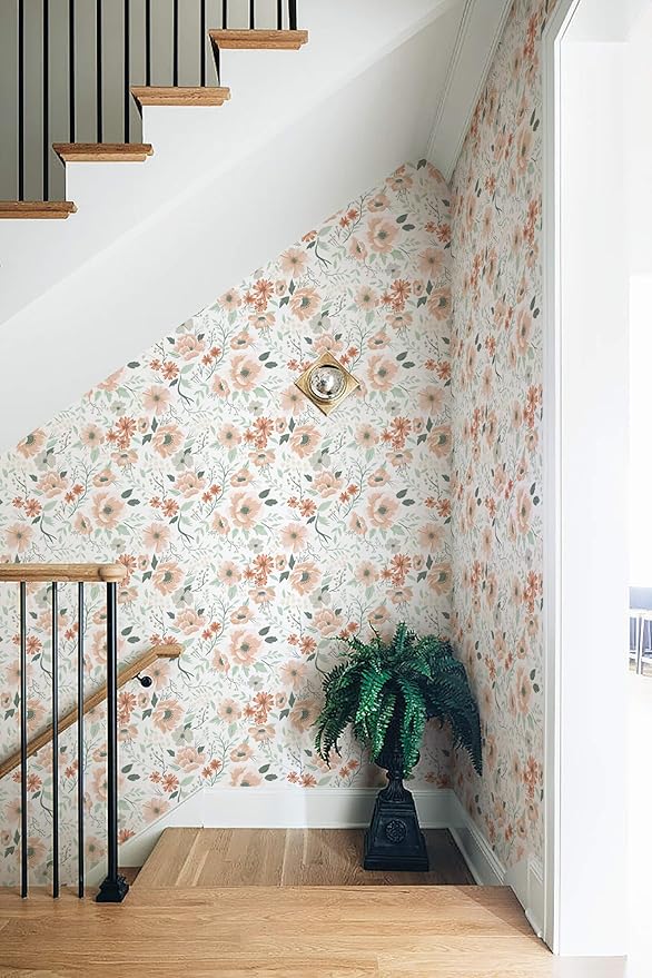 Heroad Brand 16.1"x196" Boho Floral Peel and Stick Wallpaper Retro Flower Contact Paper for Cabinets Waterproof Removable Self Adhesive Drawer Liner Decoration Wall Paper for Walls