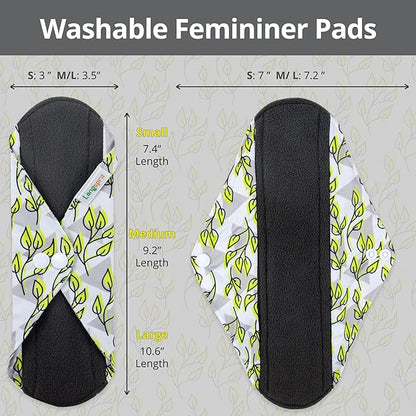 7pcs Set 1 pc Mini Wet Bag +6pcs Absorbent Reusable Sanitary Pads/Washable Cloth Menstrual Pads（Spring,L…