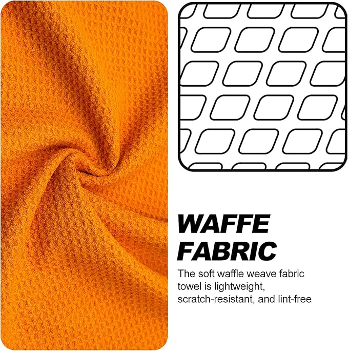 Magnetic Golf Towel with Clip, Microfiber Waffle Design - Industrial Strength Magnet for Strong Hold to Golf Bags, Carts & Clubs - Orange
