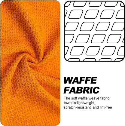 Magnetic Golf Towel with Clip, Microfiber Waffle Design - Industrial Strength Magnet for Strong Hold to Golf Bags, Carts & Clubs - Orange