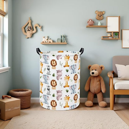 Baby Laundry Hamper kids laundry Basket Waterproof Storage Bin for Bedroom Toy Clothes Organizer Basket Woodland Animals Room Décor(Cute Animals)