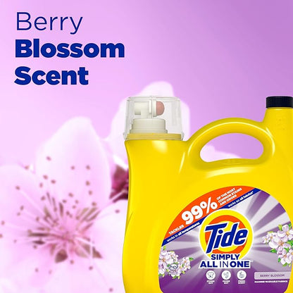 Tide Simply Clean & Fresh Liquid Laundry Detergent, Berry Blossom Scent, 138 Loads, 182 fl oz
