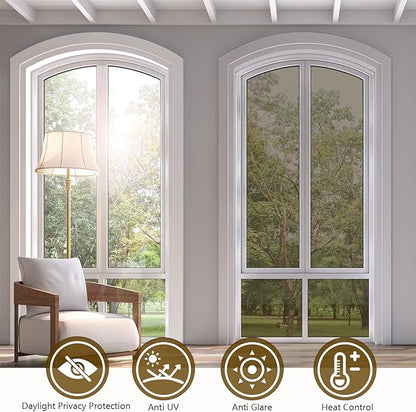 KESPEN One Way Window Film Window Tinting Film for Home Sun Blocking Static Cling One Way Anti UV Reflective Film for Home and Office, Brown-Silver, 29.5 Inch X 6.5 Feet