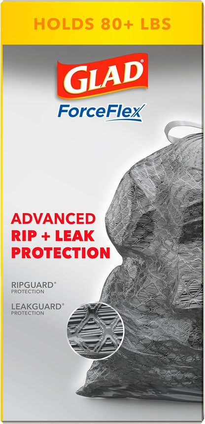 Glad ForceFlex Heavy Duty Large Trash Bags, Hold 80+ lb, 30 Gal, 25 Ct (Package May Vary) (Pack of 2)