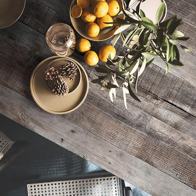 Livebor Gray Shiplap Peel and Stick Wallpaper Wood Contact Paper 17.7”x 120” Distressed Wood Wallpaper Peel and Stick Wooden Wall Gray Contact Paper Rustic Shiplap Plank for Walls and Countertops