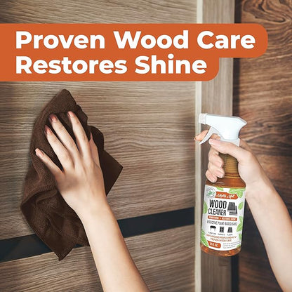 Mighty Mint Wood Cleaner & Conditioner Spray – Plant-Based Formula Cleans, Polishes & Renews Wood Furniture, Cabinets & Floors – Peppermint Scent, 16 oz