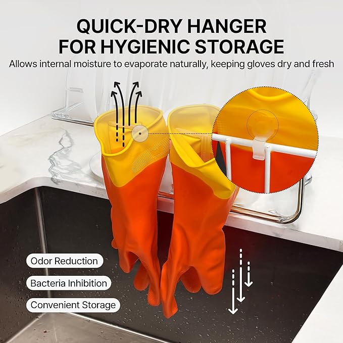 USE FUN Kitchen Rubber Gloves – 100% Natural Latex, Durable Non-Slip Waterproof Dishwashing Gloves, M/L/XL