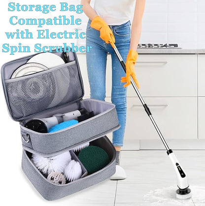 Storage Bag Compatible with Electric Spin Scrubber Portable Organizer for Cleaning Brush, Carry Case for Bathroom Floor Windows Cleaning Tool, Household Cleaning Supplies Organizer, Bag Only