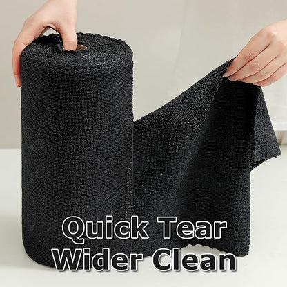 80 Pack Microfiber Cleaning Cloth Roll Reusable Paper Towels 12"x12" Black Tear Away Cloth, Microfiber Towels for Cars, Wash Cloths, Lint Free Rags for House, Kitchen,Window,Cleaning Supplies