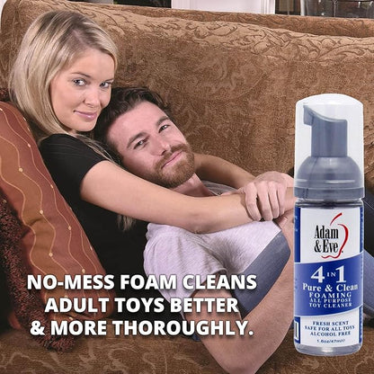 Adam & Eve Sex Toy Cleaner, 4 In 1 Pure And Clean Foaming Adult Toy Cleaner, Fast Acting Misting Spray For Adult Toys, Vibrators, Dildos, Tea Tree Oil Formula Perfect for Gifting, No Residue, 1.6 oz
