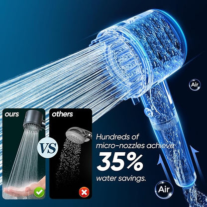 Cobbe Ion Drops Filtered Shower Head with Handheld, 4+1 Spray Mode Showerhead with Filters, Built-in Power Wash for Hard Water - Remove Chlorine - Reduces Dry Itchy Skin, Luxury Gray