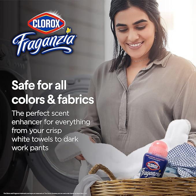 Clorox Fraganzia Laundry Scent Booster Crystals, In-Wash Fragrance Beads for Fresh-Smelling Clothes & Linens, Safe for All Fabrics & Colors, Easy-Pour Bottle, Rose Scent, 18 Oz, 2 Pack