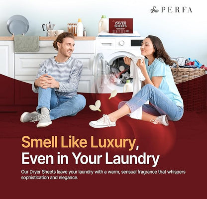Dryer Sheets – Carat Rouge Scent | Ultra-Soft Essential Oil Dryer Sheet | Long-Lasting Fabric Sheet | 60 PCS Scented Laundry Sheets With Odor Neutralizing Technology by Perfa
