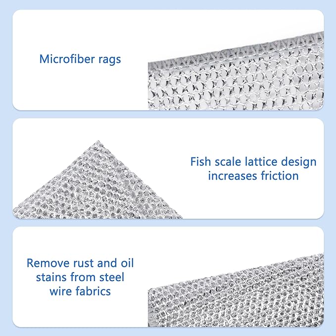 30PCS Non Scratch Wire Dishcloth Steel Wool Scrubber Scrub Pads - Kitchen Dishwashing Rag Sets Bathroom Home Essentials Towels Cleaning Pads Supplies,For Dishes Sinks,Stove Top Dish Cloths Gadgets