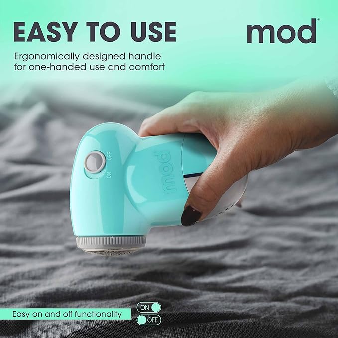 MOD 2 Pack Portable Fabric Shaver and Lint Remover, Reusable Pet Hair Remover, Lint Roller for Clothes, Sweater Shaver, Couch, Blankets with Detachable Lint Collector Tank, Battery Operated, Grey