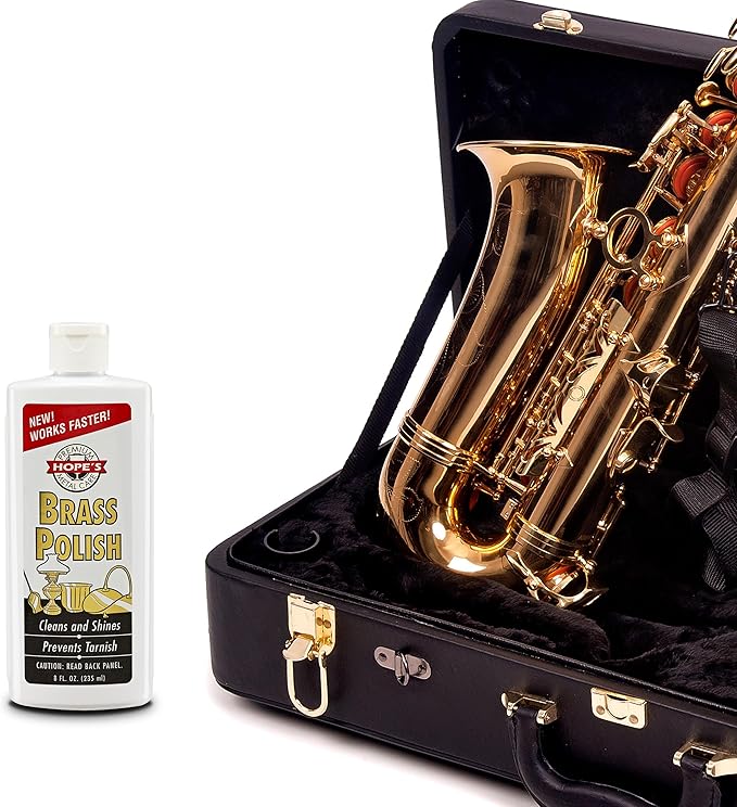 HOPE'S Brass Polish and Cleaner - Protective Tarnish Remover - Great Brass, Copper, Chrome, and Sterling Silver Polish - Polisher for Home Decor, Music Instruments, and Jewelry, 8 Fl Oz, Pack of 1