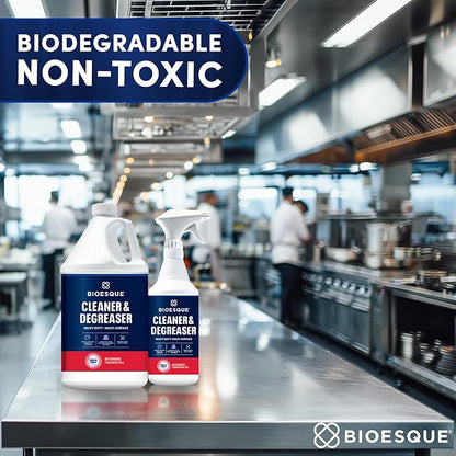 Bioesque Heavy Duty Multi-Surface Cleaner & Degreaser Concentrated Professional Formula, 1 Gallon (Pack of 4)