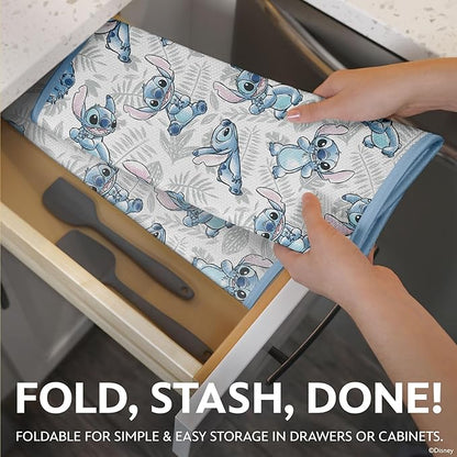Disney Dish Drying Mats for Kitchen Counter (2 Pack) – 16" x 18" Absorbent Kitchen Drying Mats for Dishes – Fast-Drying, Machine Washable Dish Mats – Mickey & Minnie, Winnie the Pooh, & Stitch