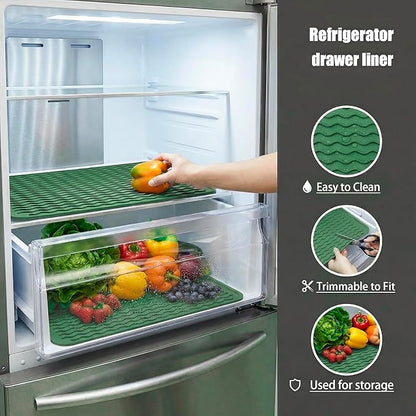 MicoYang Silicone Dish Drying Mat for Multiple Usage,Easy clean,Eco-friendly,Heat-resistant Silicone Mat for Kitchen Counter or Sink,Refrigerator or drawer liner Green L 16 inches x 12 inches