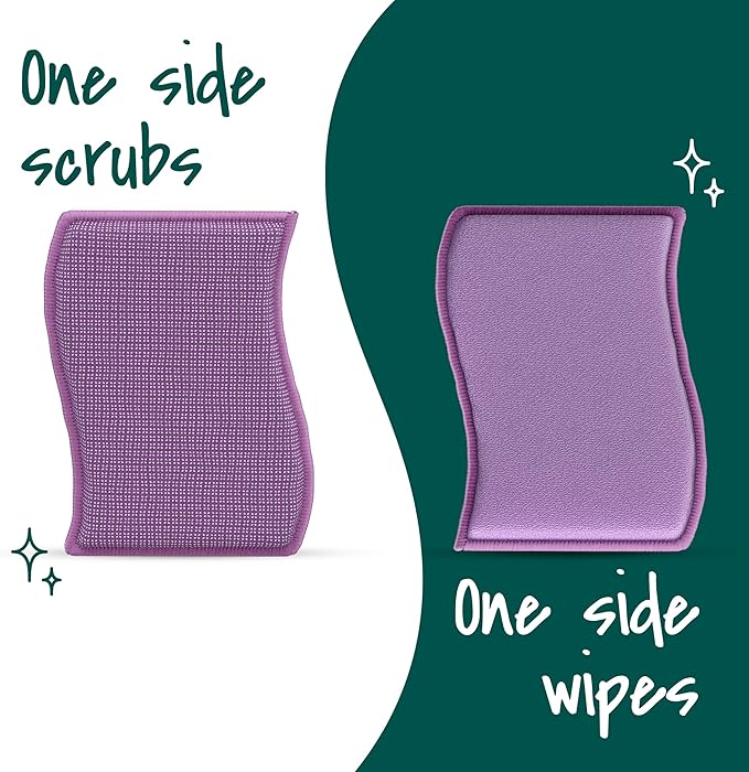 Scotch-Brite Clean & Rinse Non-Scratch Scrub Sponges – Dual-Sided Scrubber with Cloth Side for Wiping, Rinses Clean – 8 Sponges (4 Packs of 2) for Dishes, Countertops, Appliances & More