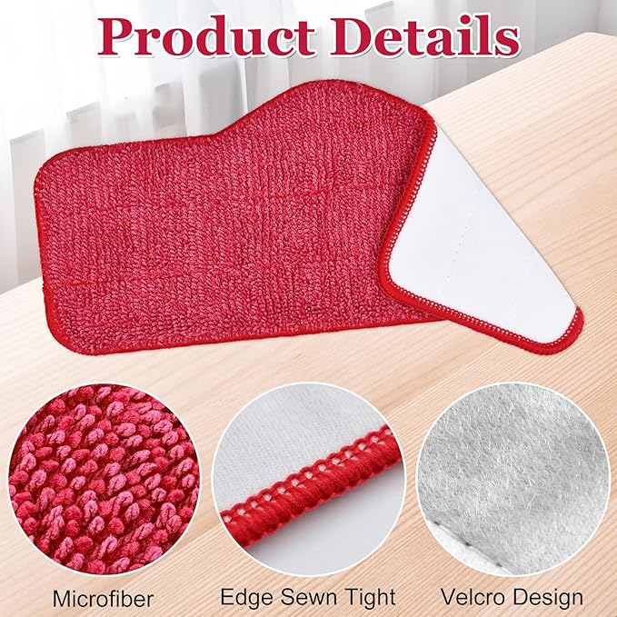 Aiyiried Microfiber Steam Mop Pads Compatible with Schenley Steam Mop Cleaner,4 Pack Steam Mop Replacement Pads for Multi Surface Floor Wet/Dry Clean,Reusable and Washable Steam Mop Accessories,Pink