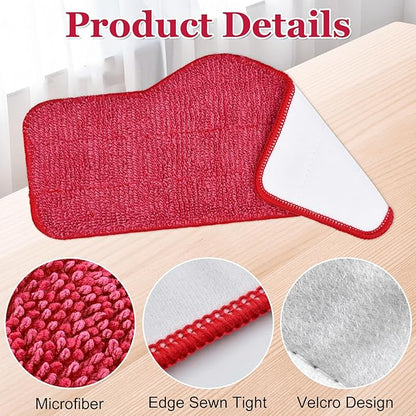 Aiyiried Microfiber Steam Mop Pads Compatible with Schenley Steam Mop Cleaner,4 Pack Steam Mop Replacement Pads for Multi Surface Floor Wet/Dry Clean,Reusable and Washable Steam Mop Accessories,Pink
