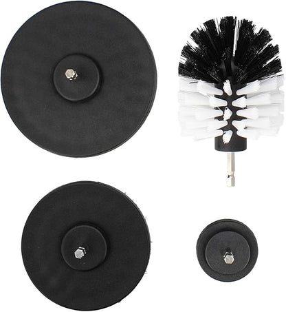 ABN Power Scrubber Cleaning Brush Set for 1/4in Drive Drill - 4 Piece White Soft Bristle Shower Scrubber, Baseboard Cleaner, Scrubbing Brush Kit Set for Home and Auto Car, Boat, Deck, Hot Tub, Carpet