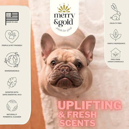 Merry & Gold Carpet Freshener & Deodorizer Powder - 31oz | Grapefruit Vanilla |Pet Odor Eliminator for Strong Odors | Safe in Homes with Pets | Made in USA | Natural Ingredients (Grapefruit & Vanilla)
