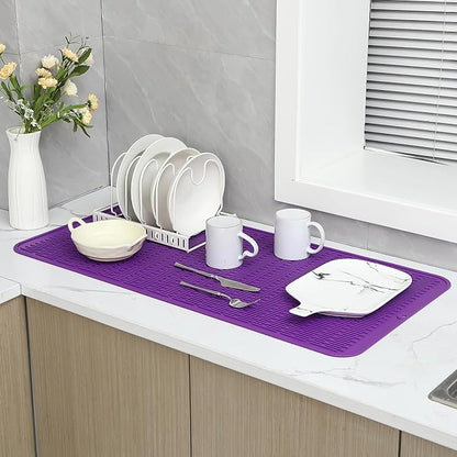 MicoYang Silicone Dish Drying Mat for Multiple Usage,Easy clean,Eco-friendly,Heat-resistant Silicone Mat for Kitchen Counter or Sink,Refrigerator or Drawer Liner Purple 5XL 36inches x 18inches