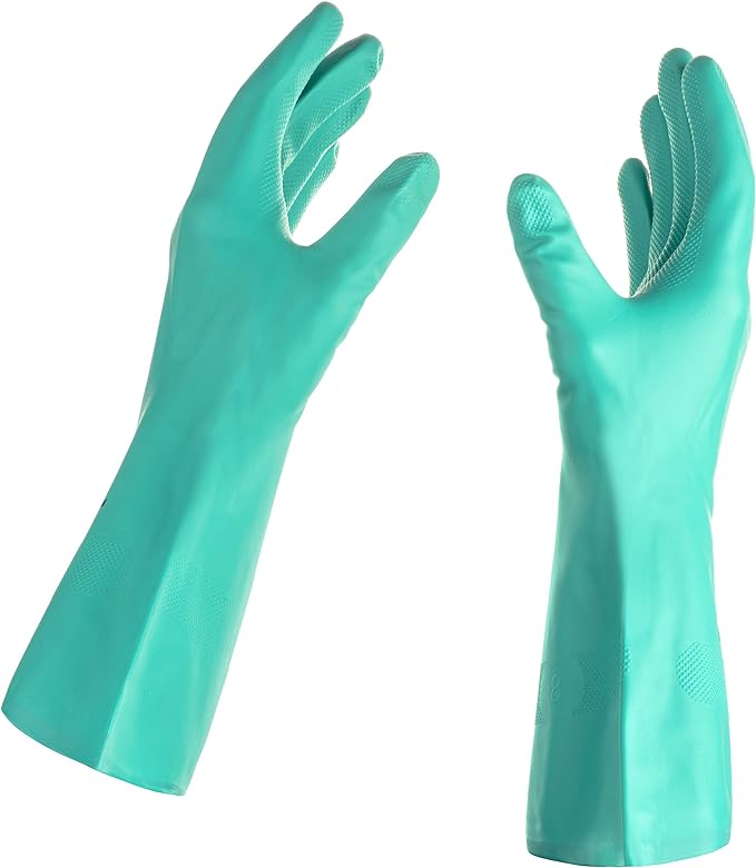 TUSKO PRODUCTS Best Nitrile Rubber Cleaning, Household, Dishwashing Gloves, Latex Free, Vinyl Free, Reusable not Disposable, Extra Small XS, (1 Pair)