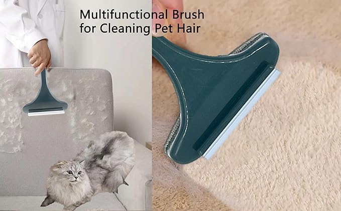 2 in 1 Window Screen Cleaning Brush, Double Sided Wet & Dry Dual Use,Extendable Handle Multifunctional Brush, Pet Hair Remover for Furniture&Carpet（Green White）
