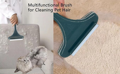 2 in 1 Window Screen Cleaning Brush, Double Sided Wet & Dry Dual Use,Extendable Handle Multifunctional Brush, Pet Hair Remover for Furniture&Carpet（Green White）