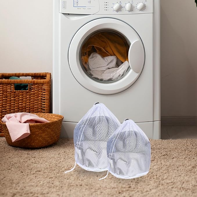Gjinxi Mesh Laundry Bags, Laundry Bag for Delicates with Drawstring Closure Mesh Wash Bags for Lingerie Delicates Bra Underwear Pants Shoes Socks(2Pcs, M+S)