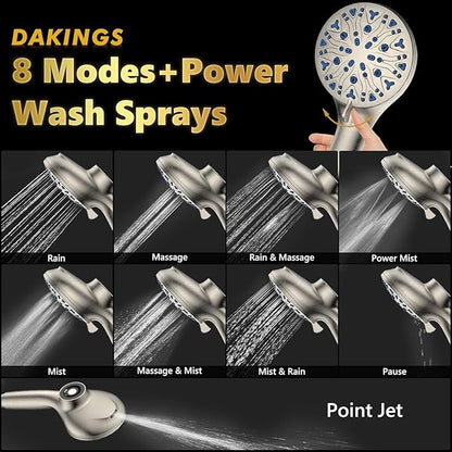 High Pressure Filtered Shower Head with Handheld, Upgrade Magnetic 10-Mode Handheld Showerhead Built-in Power Wash for Bathroom Cleaning, Detachable Shower Head with 71" Shower hose