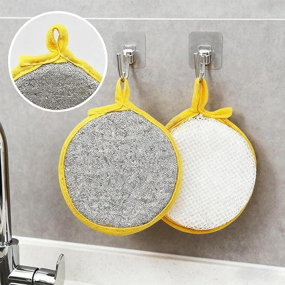 Double Sided Dish Sponges, Extra Thick 2.5cm Scrub Sponges Non Scratch for Kitchen, Heavy Duty Scouring Pads with Handle Hole for Dish Washing, Sink & Stove Cleaning (10 Pack)
