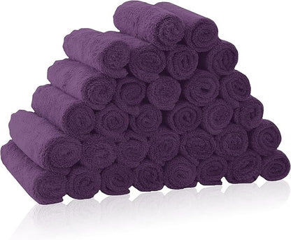 32 Pack Baby Washcloths - Luxury Coral Fleece - Extra Absorbent and Soft Wash Clothes for Newborns, Infants and Toddlers - Suitable for Sensitive Skin and New Born - Baby Shower - Plum, 10x10 Inch