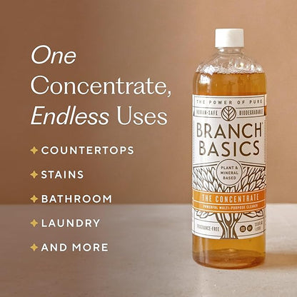 Branch Basics Premium Starter Kit: All Purpose Cleaner, Glass, and Bathroom Cleaner plus our Foaming Wash, and Laundry Bottle (3 Plastic Spray Bottles + Concentrate) Fragrance-Free