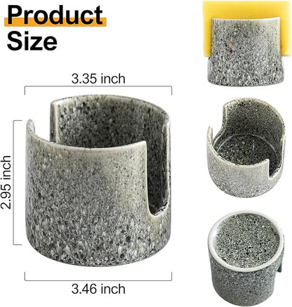 Zoeeker Kitchen Sponge Holder, Ceramic Dish Sponge Holder Scrubby Daddy Farmhouse Dish Rack Brush Holder for Bathroom, Kitchen, Sink, Special Gray