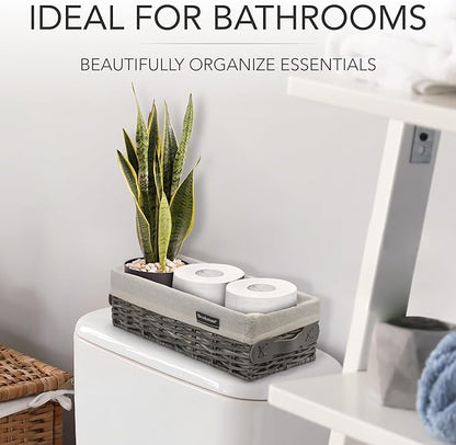 Brookstone Wicker Shelf Storage Basket Decorative Shelf Bin, bathroom organizers and storage, Boho Living Room Decor, Spring Storage 2026-2 Piece Set