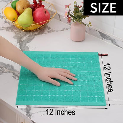 Homaxy 100% Cotton Terry Kitchen Dish Cloths, Ultra Soft and Absorbent Dish Towels for Kitchen, Suitable for Drying and Washing Dishes, 8 Pack, 12 x 12 Inches, Turquoise