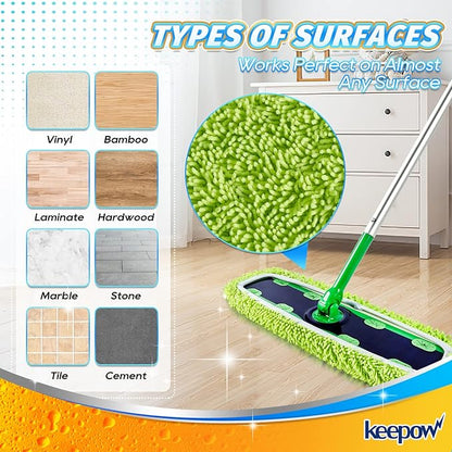 KEEPOW Reusable XL Wet Pads Refills for Swiffer XL Mop Sweeper, X-Large Dry-Sweeping / Wet-Mopping Microfiber Cloths for Surface/Hardwood Floor Cleaning, 2 Pack