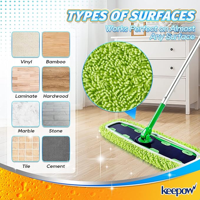 KEEPOW XL Dry Sweeping/Wet Mopping Cloths for Swiffer XL Sweeper, Reusable & Washable Microfiber Mop Pad Refills for Surface/Hardwood Floor Cleaning, 6 Pack