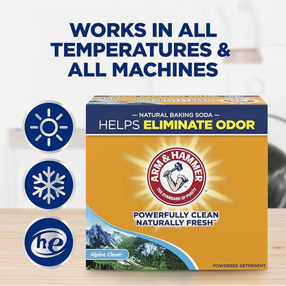 ARM & HAMMER Powder Laundry Detergent, Alpine Clean, 9.56 lb, 155 Loads (Pack of 3)