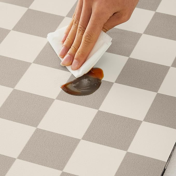 Ohocut Checkered Dish Drying Mat for Kitchen Counter, Coffee Bar Station Accessories, Retro Cute Aesthetic Modern Absorbent Drainer Mat Kitchen Drying Mat Easy Clean, Khaki 16" x 24"
