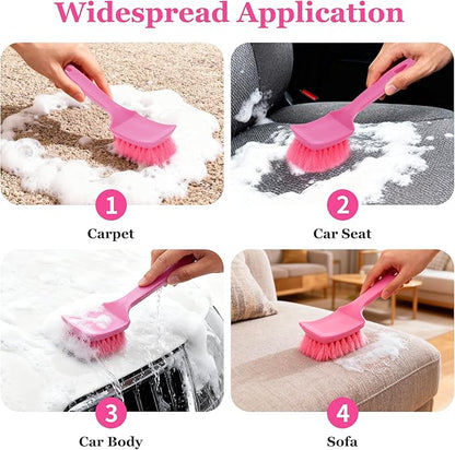Pink Carpet Brush for Women, Soft Nylon Bristles for Cleaning Leather Seats and Soft, Scratch-Free Cleaning Brushes for Car, Home, Shower, Kitchen
