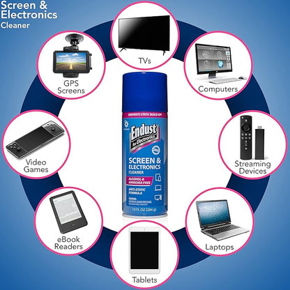 Endust for Electronics; Anti-Static Screen & Electronics Multi-Surface Cleaning Spray; Foaming, Streak & Residue Free; Ammonia & Alcohol Free, Oil & Wax Free; 10 oz. Aerosol (096010)