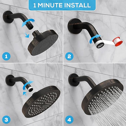 SparkPod Shower Head - High Pressure Rain - Premium Quality Luxury Design - Easy Clean Adjustable Replacement for Your Bathroom Shower Heads (Vintage Oil Rubbed Bronze, 6 Inch Round)