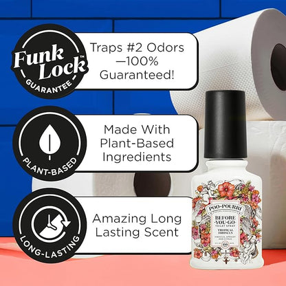 Poo-Pourri Before-You-Go Toilet Spray Refill, Tropical Hibiscus, 16 Fl Oz, Up to 800 Uses, Bathroom Odor Deodorizer with Essential Oils for Home or Work, Hibiscus, Apricot and Citrus Scent